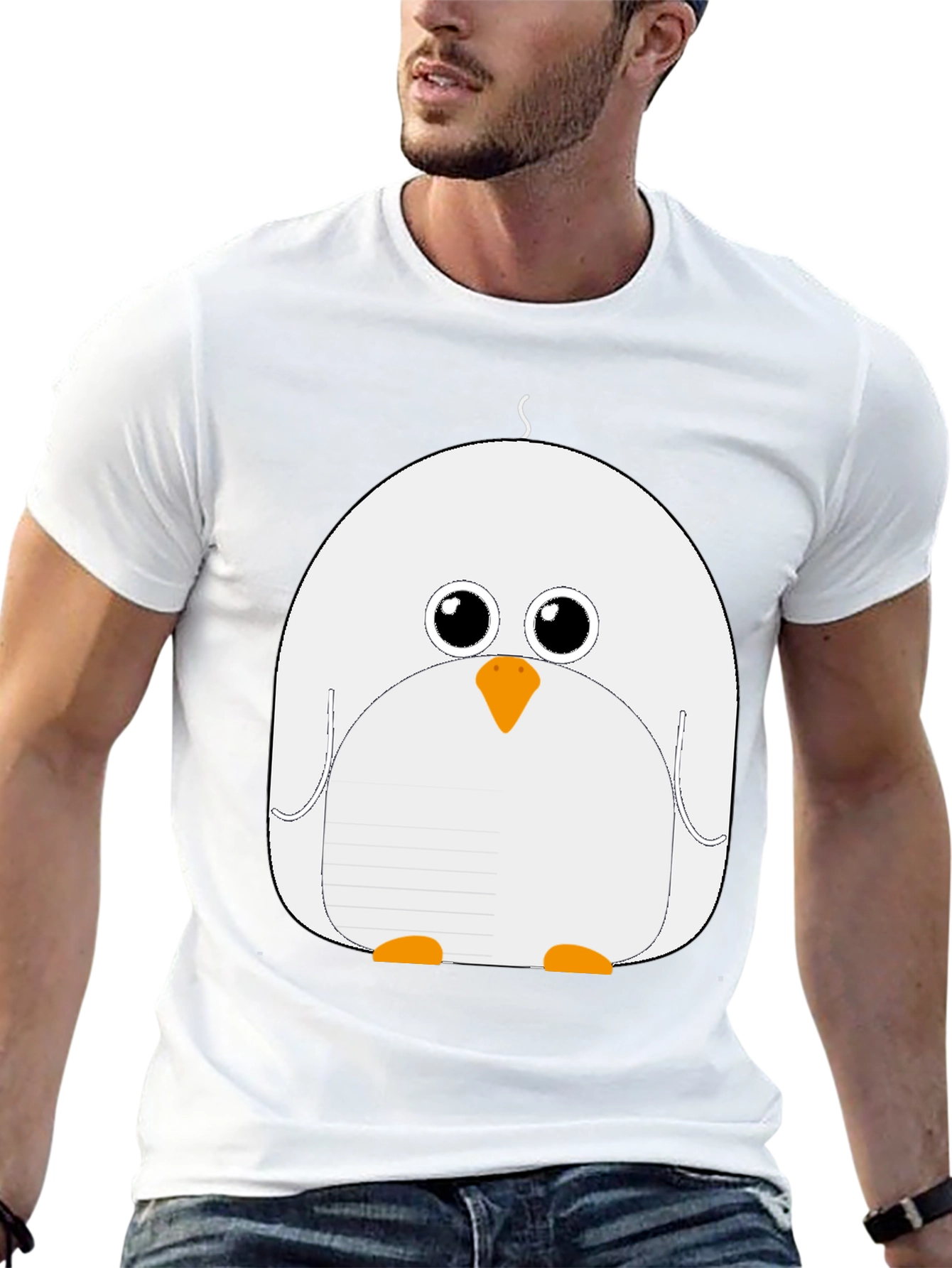 Cute Cartoon Penguin Black T-Shirt