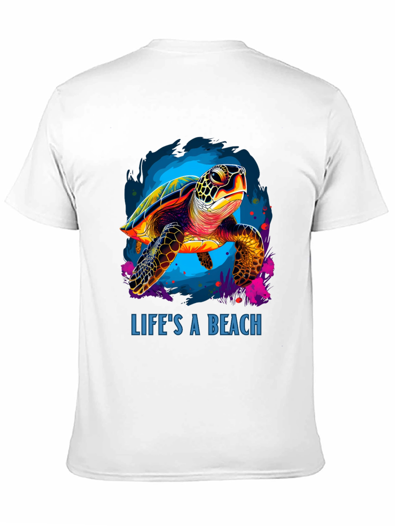 Lifes A Beach Turtle Graphic Tee - Black