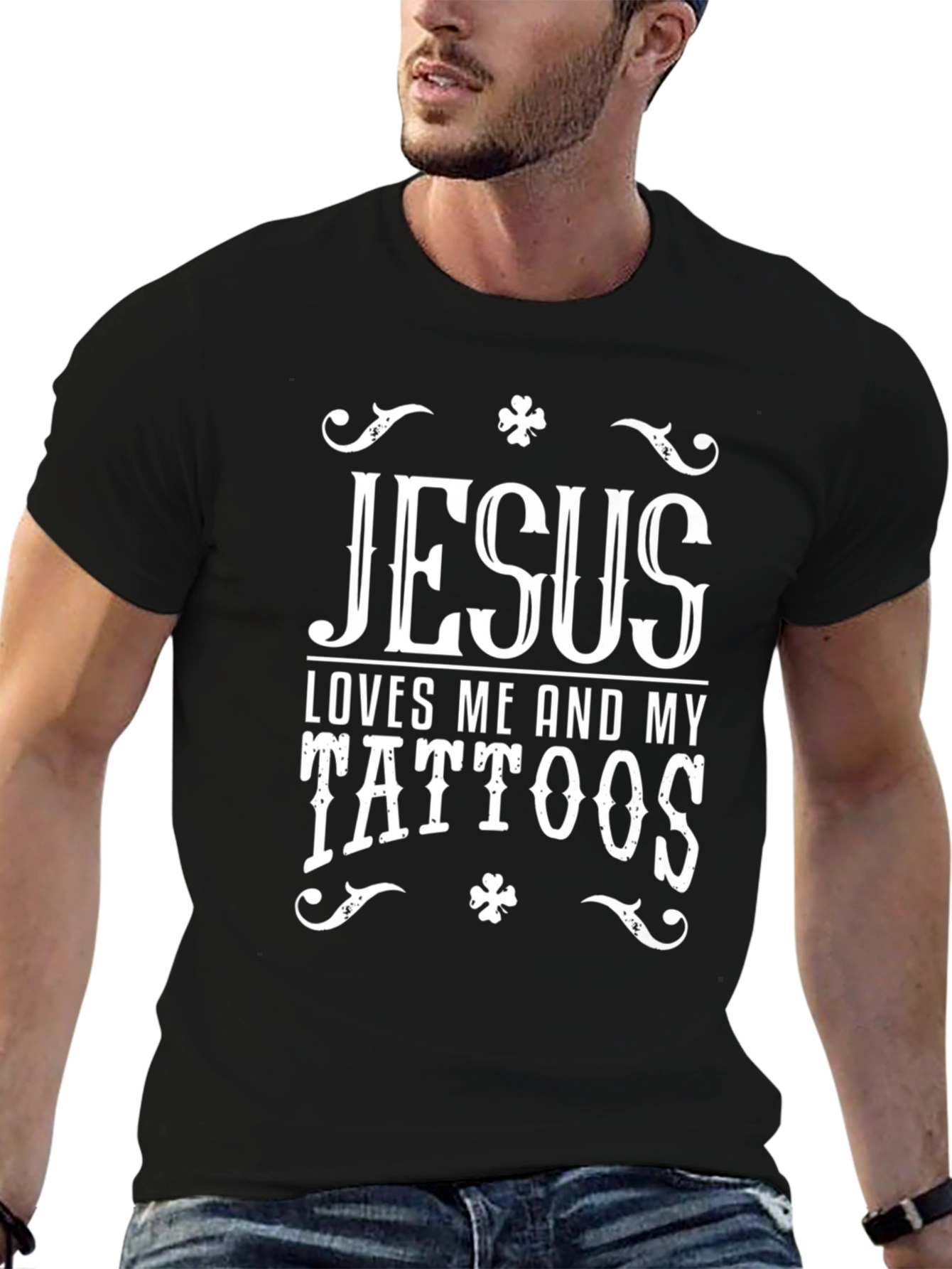 Jesus Loves Me & My Tattoos Black T-Shirt