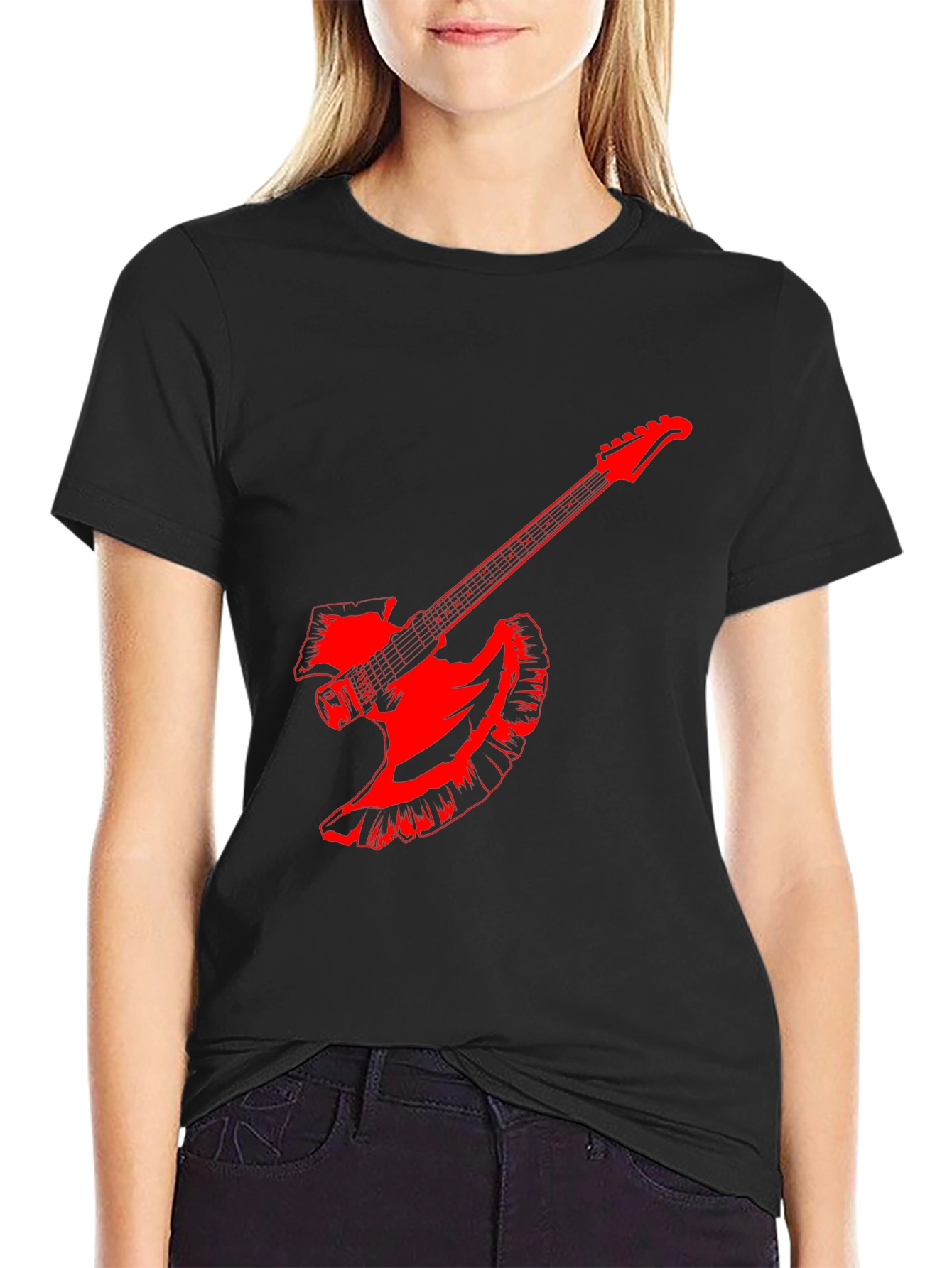 Axe Guitar Black Tee - Rock and Roll Fashion