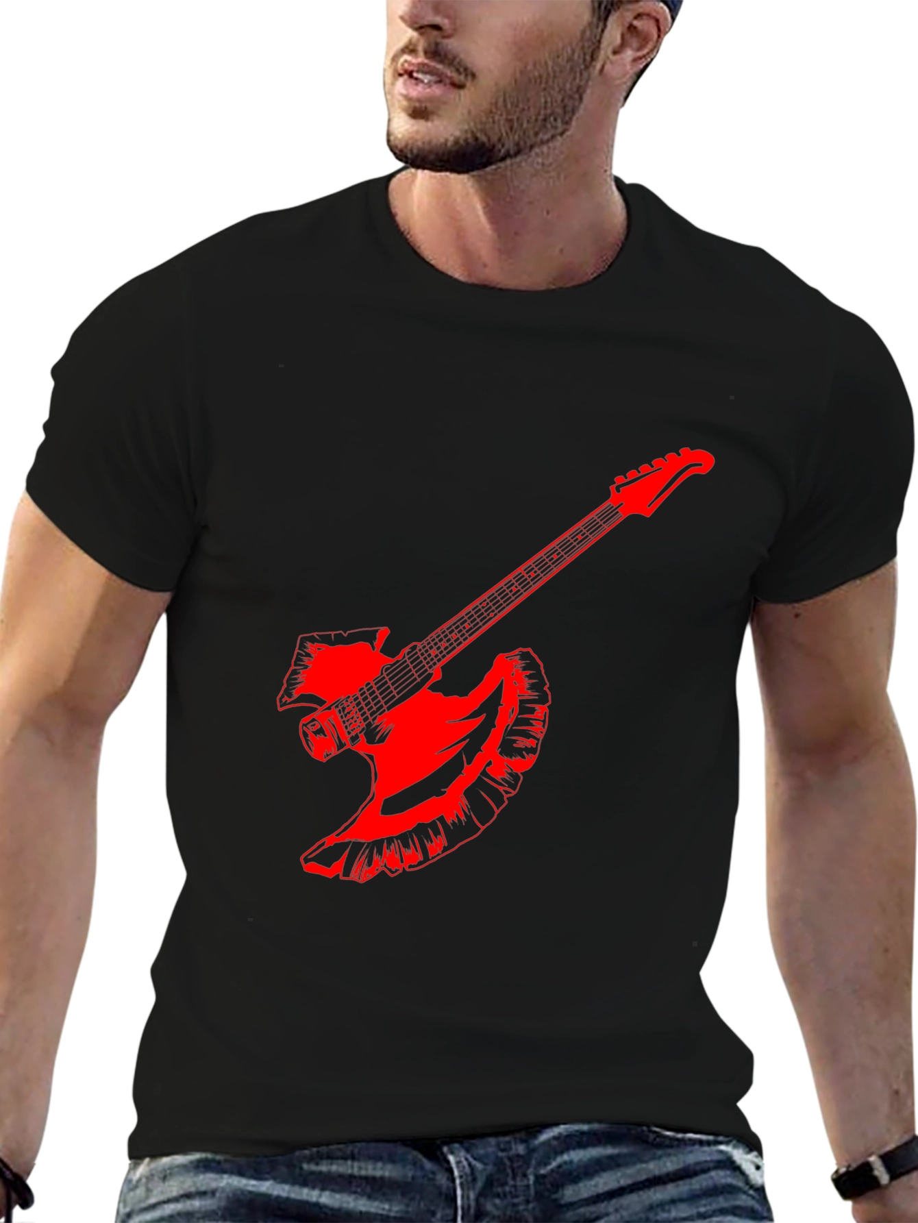 Axe Guitar Black Tee - Rock and Roll Fashion