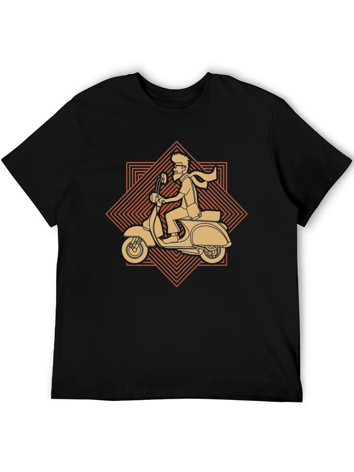 Retro Scooter Graphic T-Shirt - Casual Black Tee