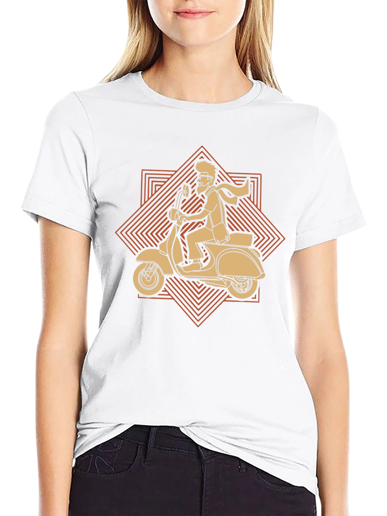 Retro Scooter Graphic T-Shirt - Casual Black Tee