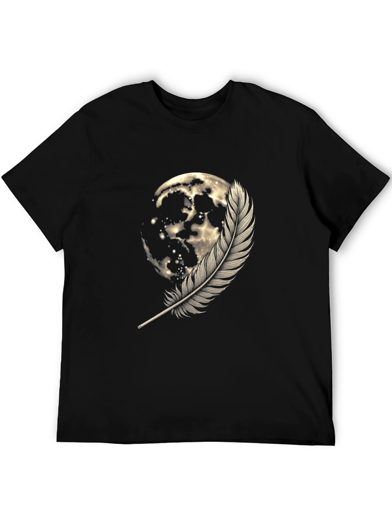 Moon & Feather Graphic Tee - Soft Cotton Blend
