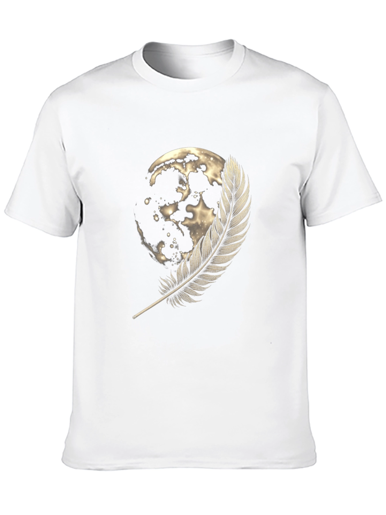 Moon & Feather Graphic Tee - Soft Cotton Blend