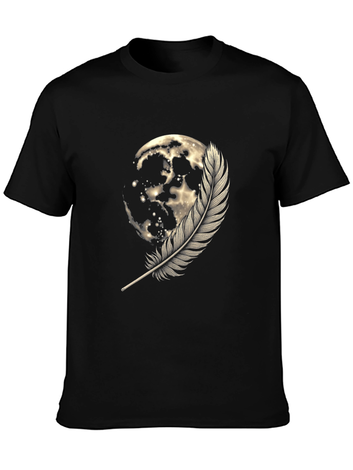 Moon & Feather Graphic Tee - Soft Cotton Blend