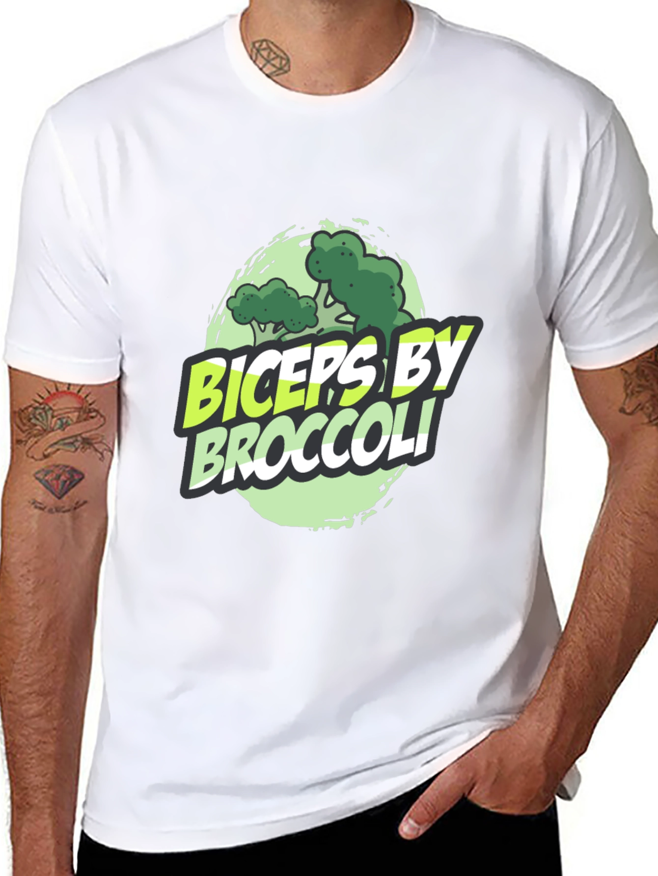 Biceps by Broccoli Mens Black Graphic T-Shirt