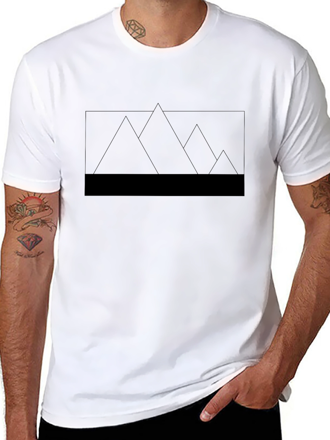 Minimalist Mountain Graphic Tee - Black