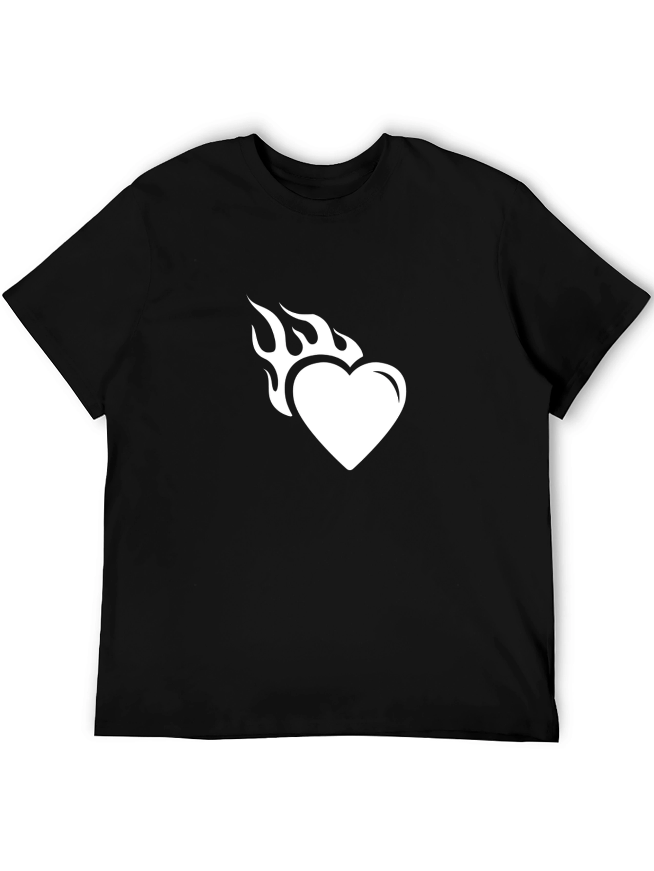 Flaming Heart Graphic Tee - Cool Black T-Shirt