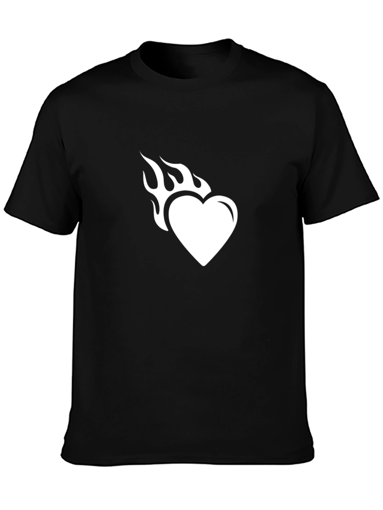Flaming Heart Graphic Tee - Cool Black T-Shirt