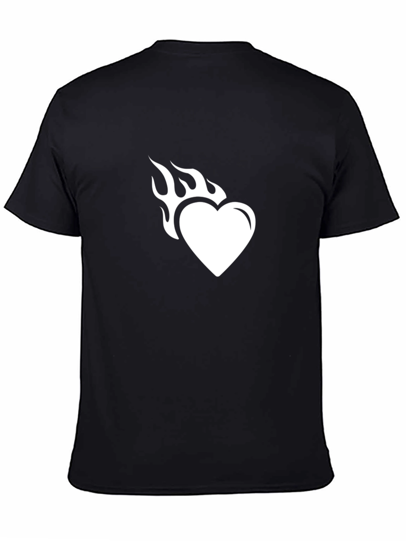 Flaming Heart Graphic Tee - Cool Black T-Shirt