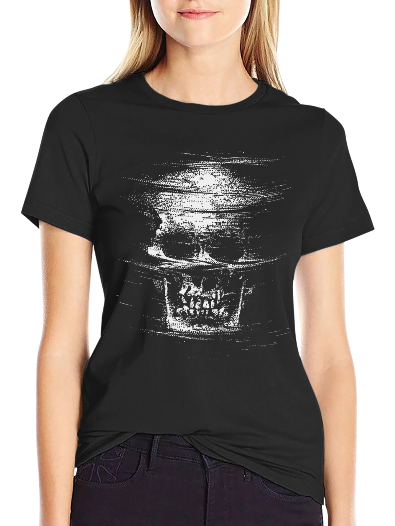 Skull Graphic Print Black T-Shirt
