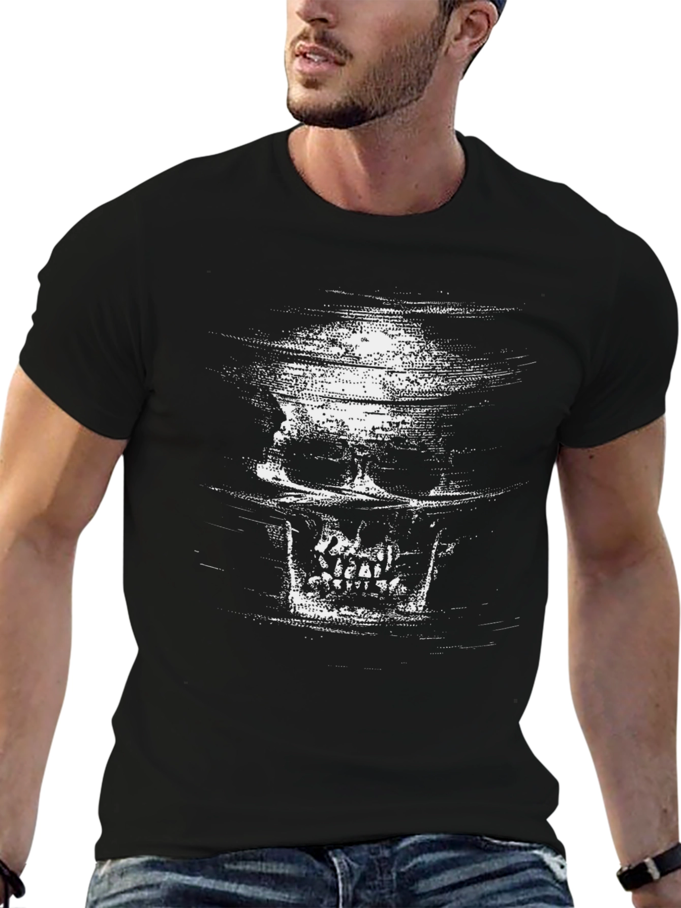 Skull Graphic Print Black T-Shirt