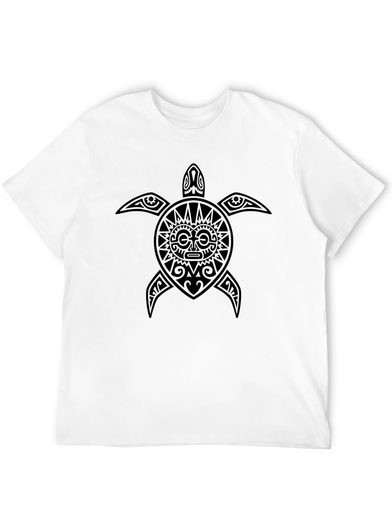 Tribal Turtle Graphic Tee - Black Casual T-Shirt