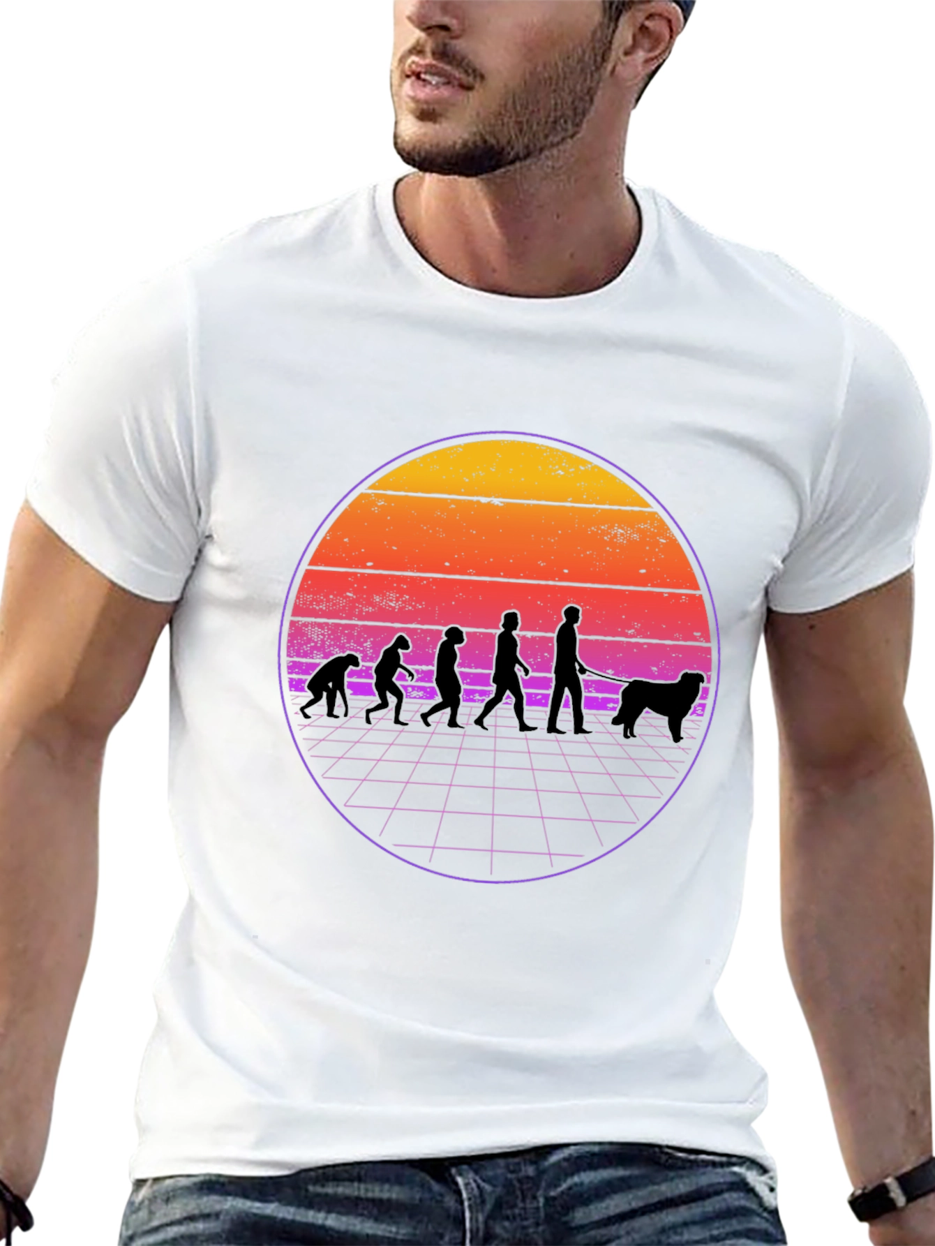 Evolution Dog Walker T-Shirt - Retro Style