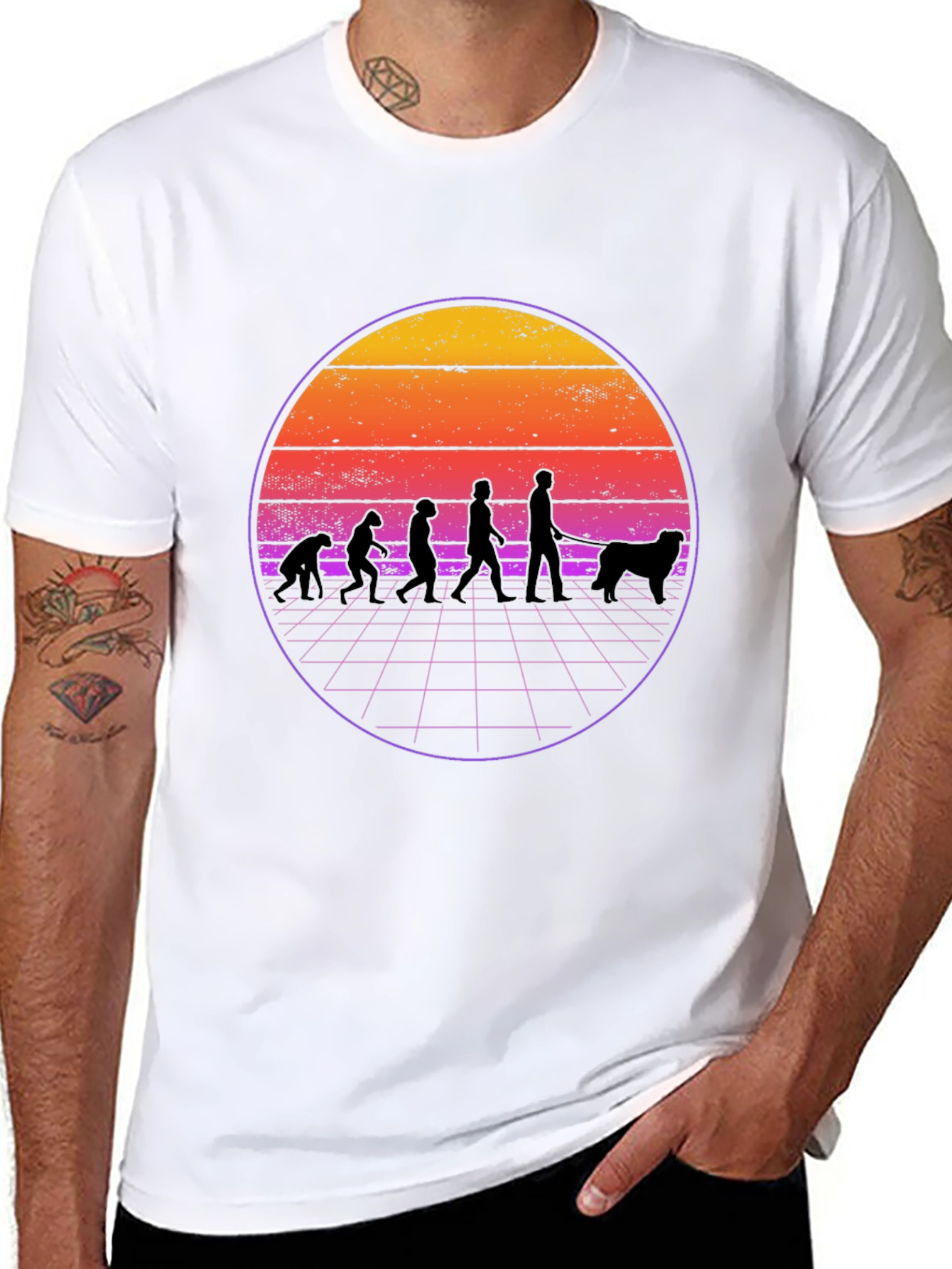 Evolution Dog Walker T-Shirt - Retro Style