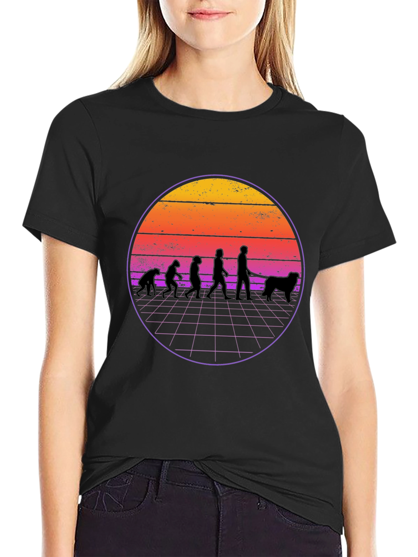 Evolution Dog Walker T-Shirt - Retro Style