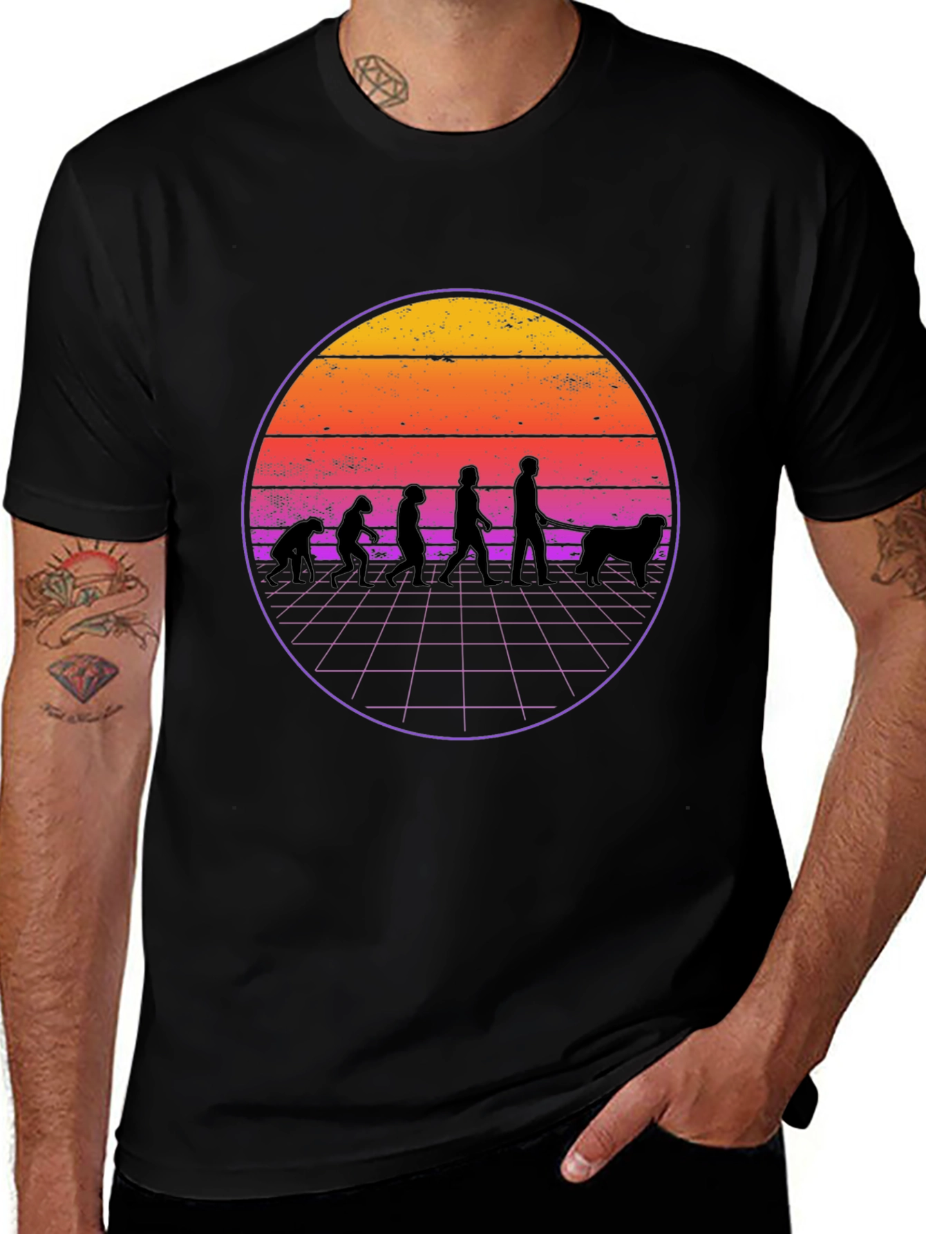 Evolution Dog Walker T-Shirt - Retro Style