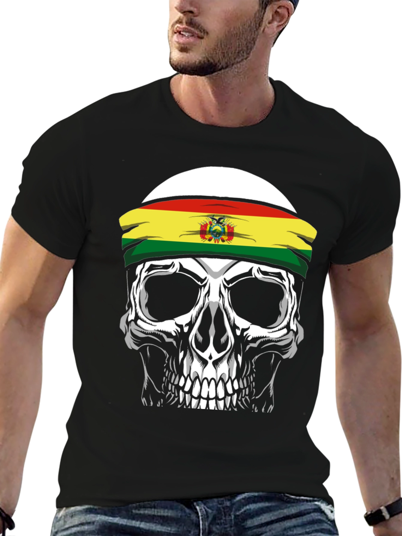 Skull T-Shirt with Bolivian Flag Headband