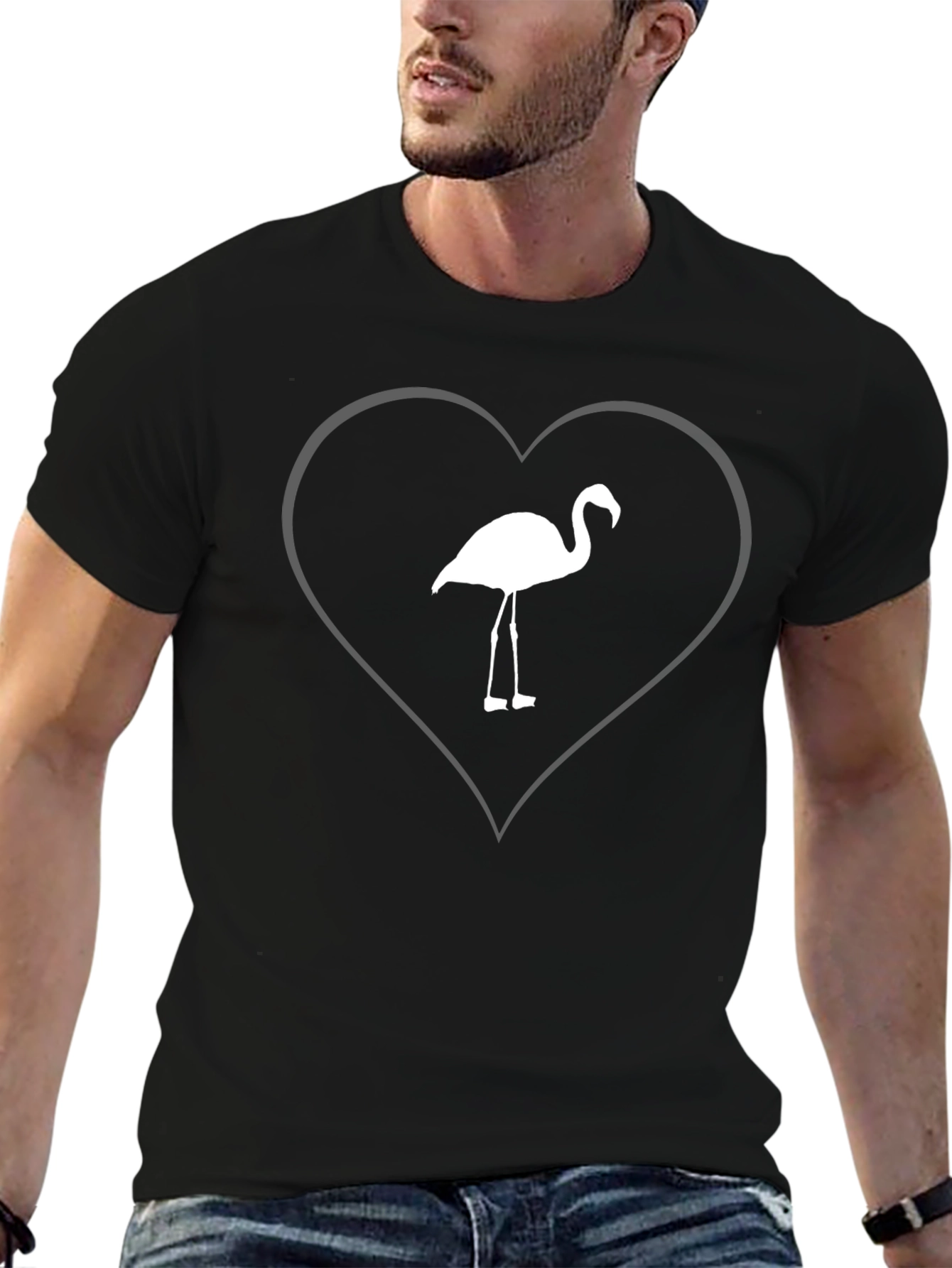 Flamingo Heart T-Shirt - Stylish Graphic Tee