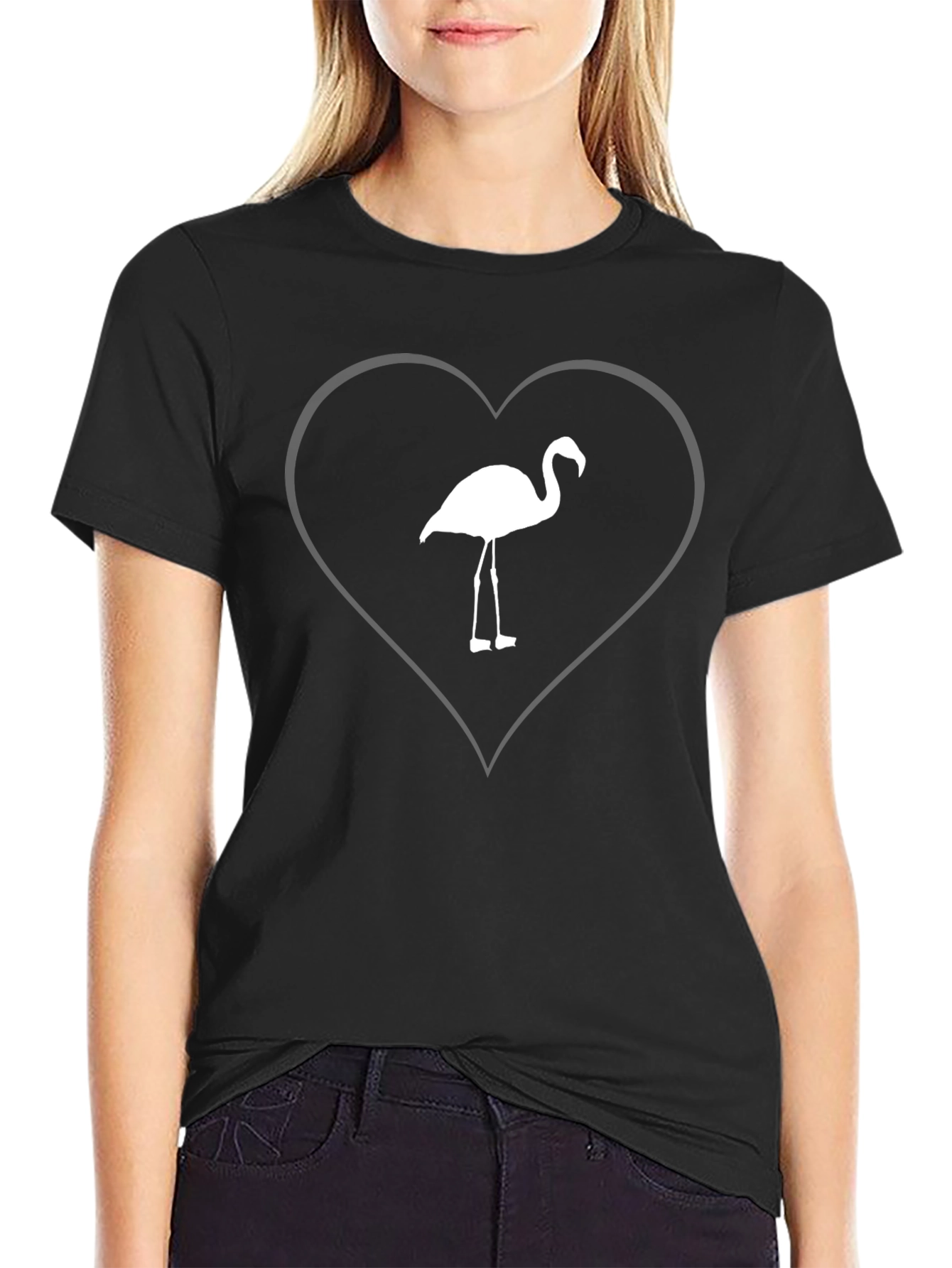 Flamingo Heart T-Shirt - Stylish Graphic Tee