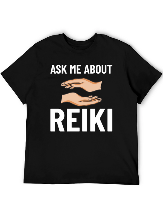 Ask Me About Reiki T-Shirt - Black Graphic Tee