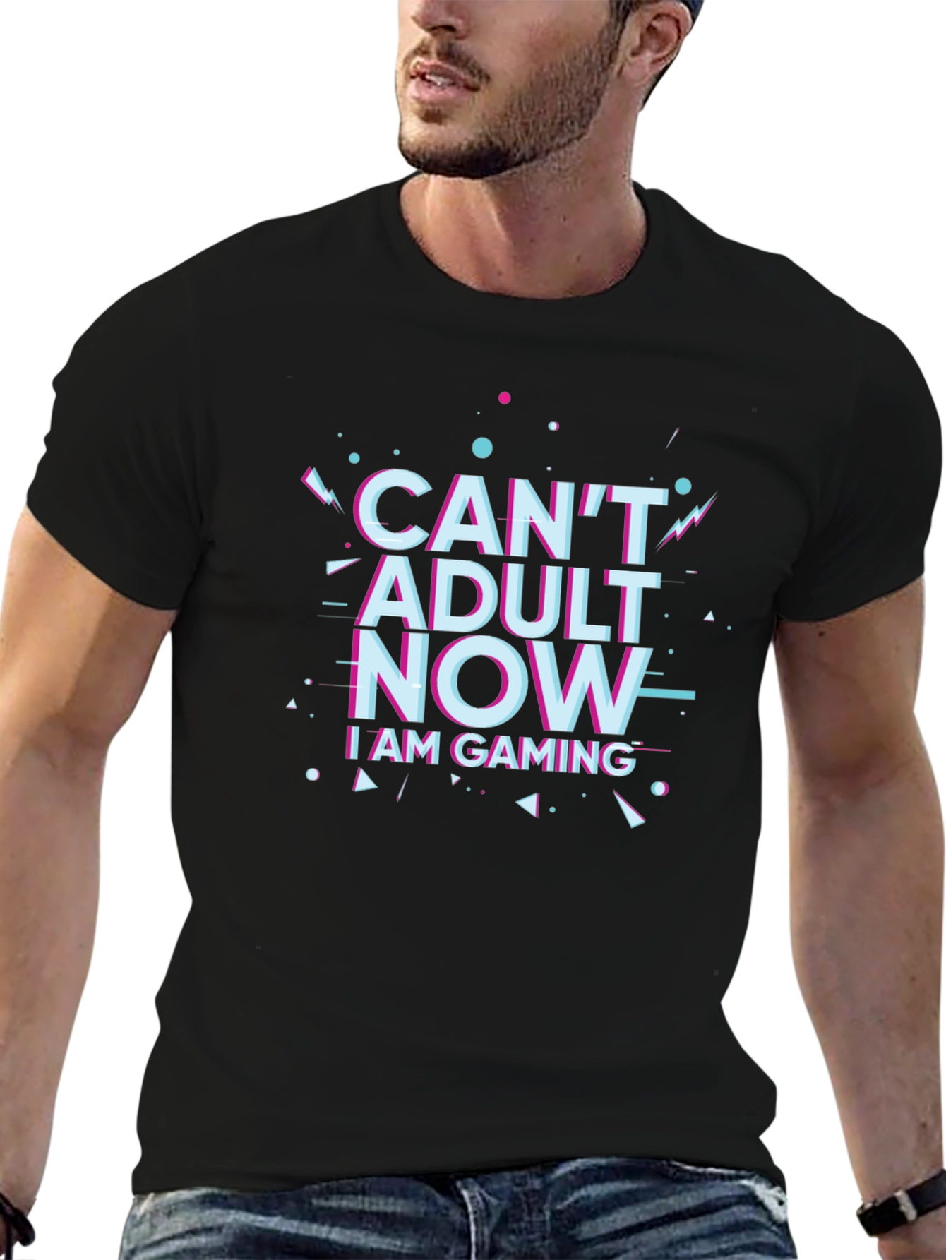 Cant Adult Now Gaming Black T-Shirt