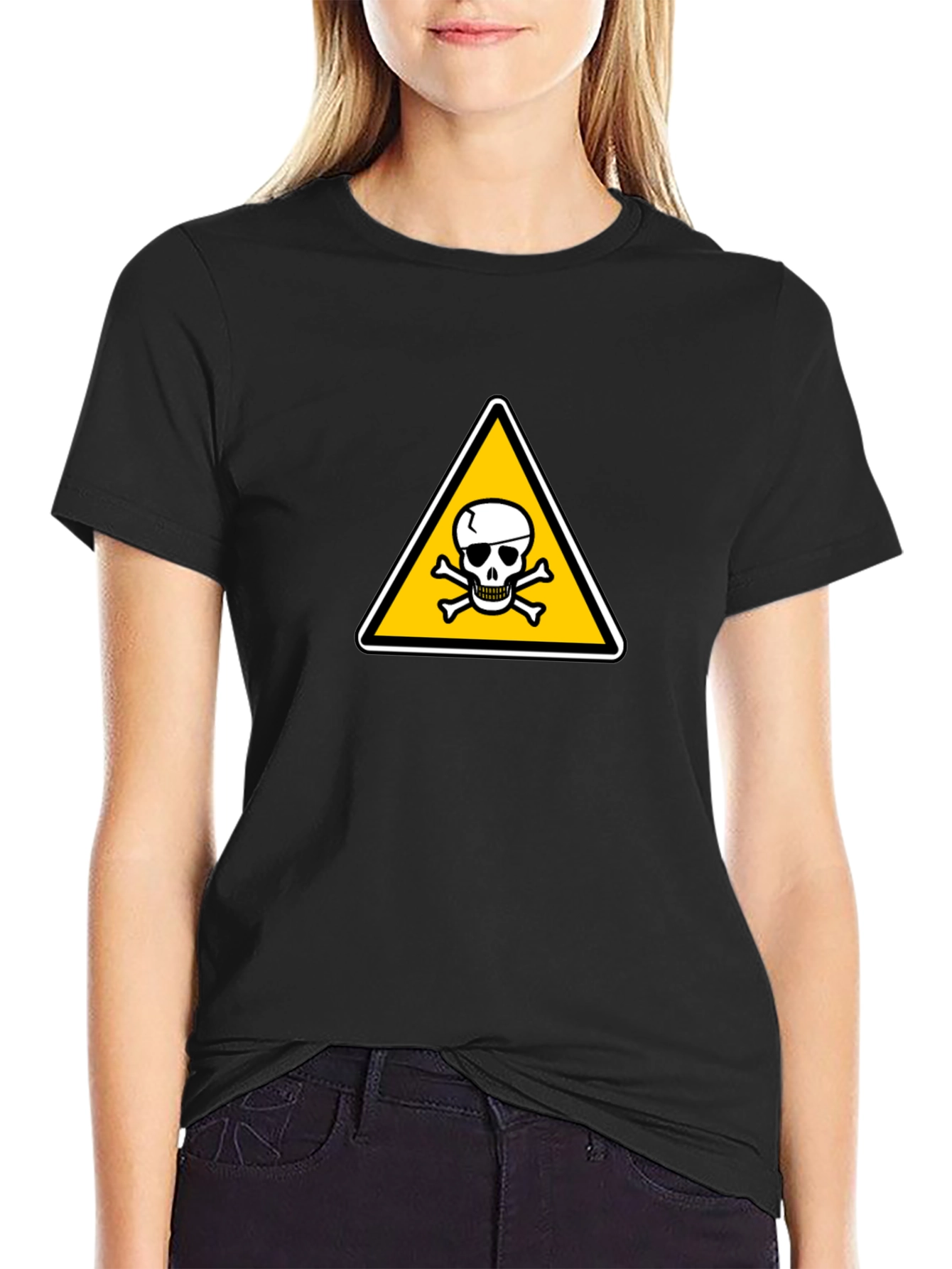 Hazard Symbol T-Shirt: Classic Skull & Crossbones Design