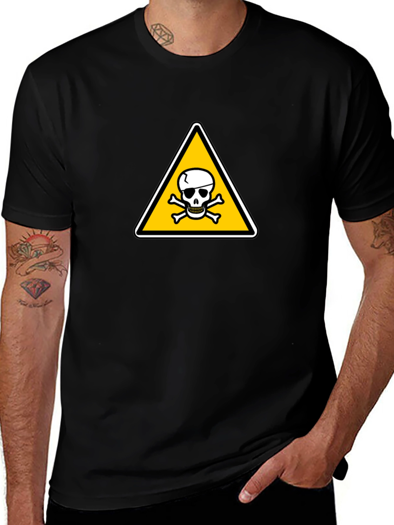 Hazard Symbol T-Shirt: Classic Skull & Crossbones Design
