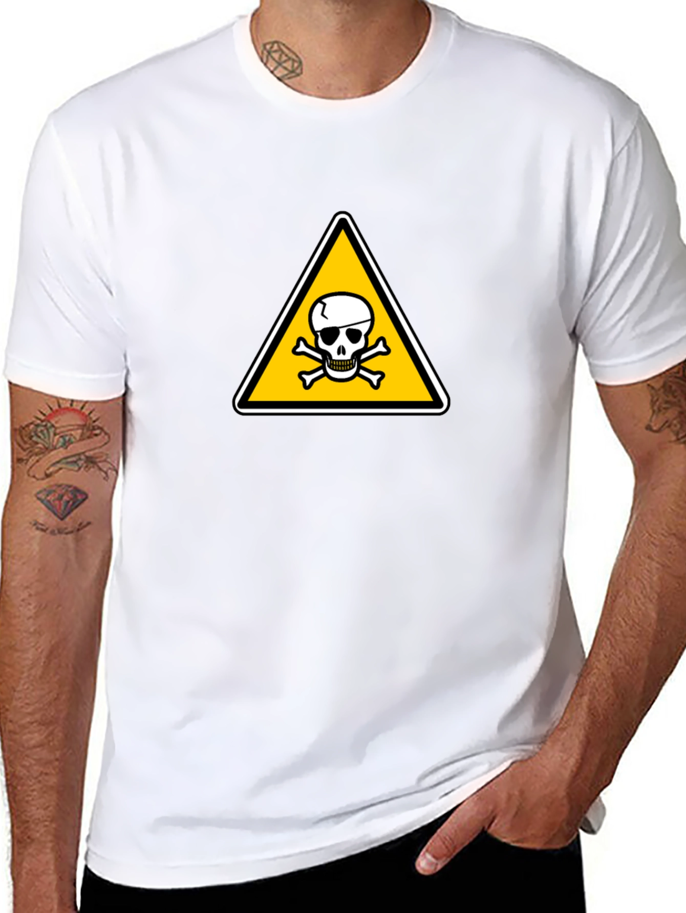Hazard Symbol T-Shirt: Classic Skull & Crossbones Design
