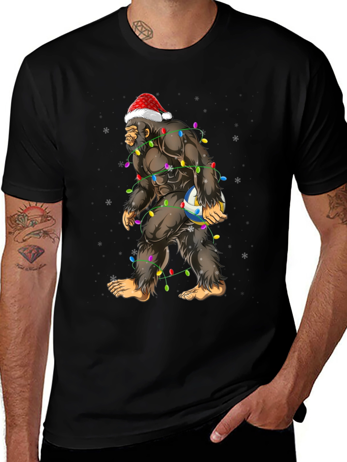 Bigfoot Santa Volleyball T-Shirt