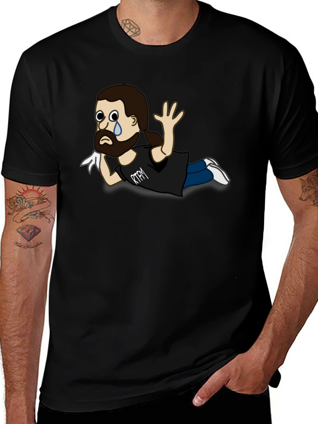 RTFM Cartoon Character Black T-Shirt