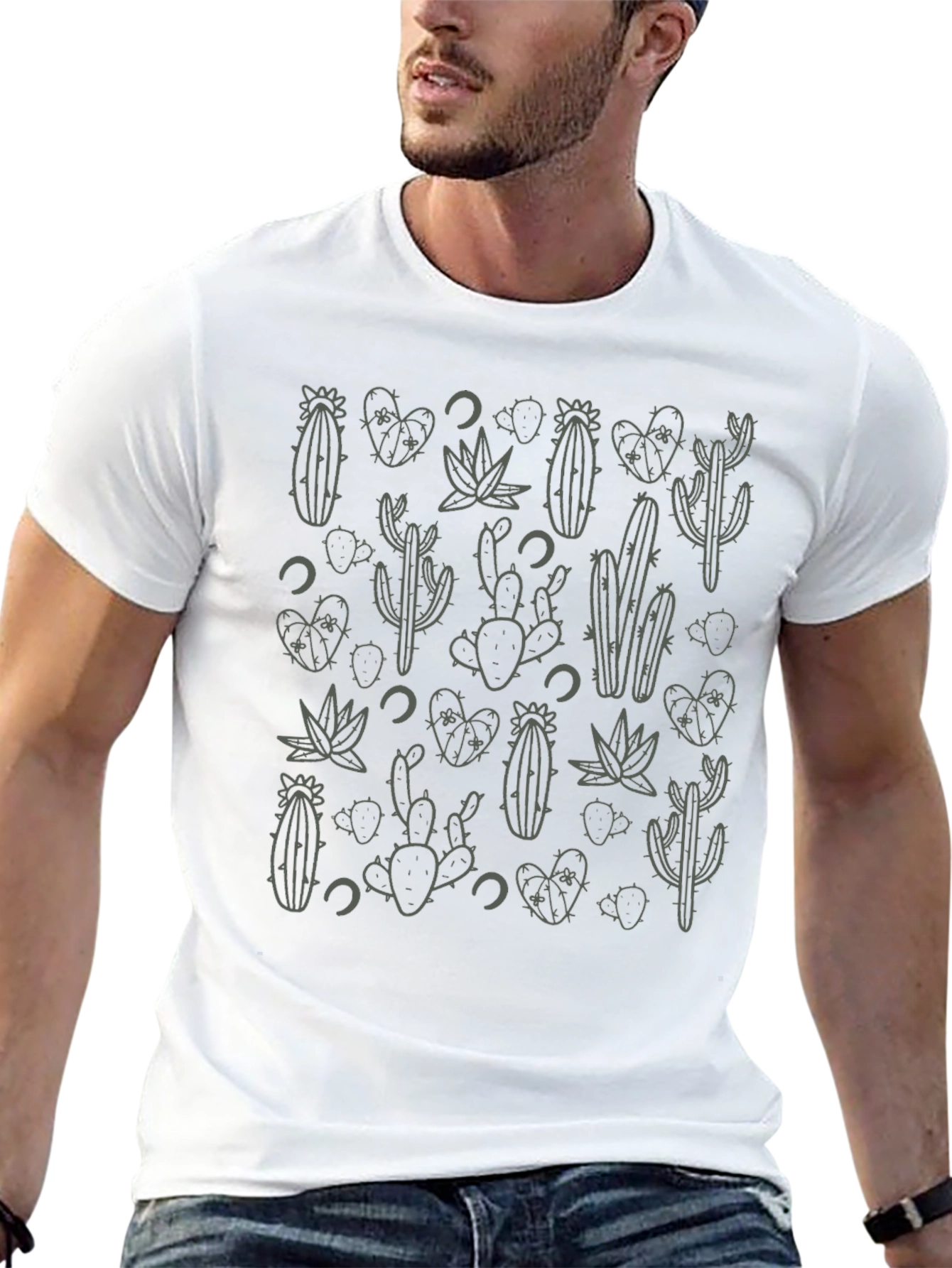 Cactus Pattern T-Shirt - Desert Style Tee