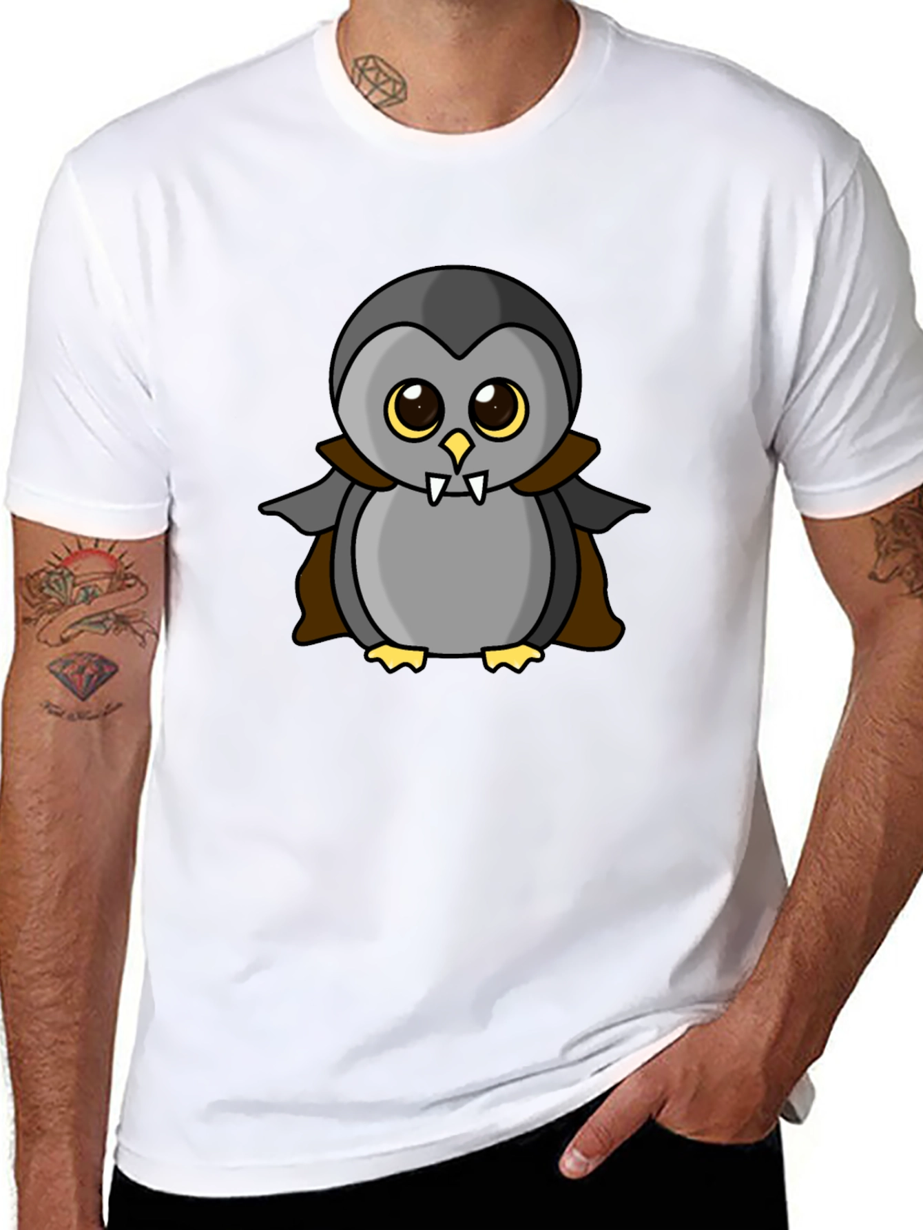 Vampire Penguin Graphic Tee - Halloween Fun!