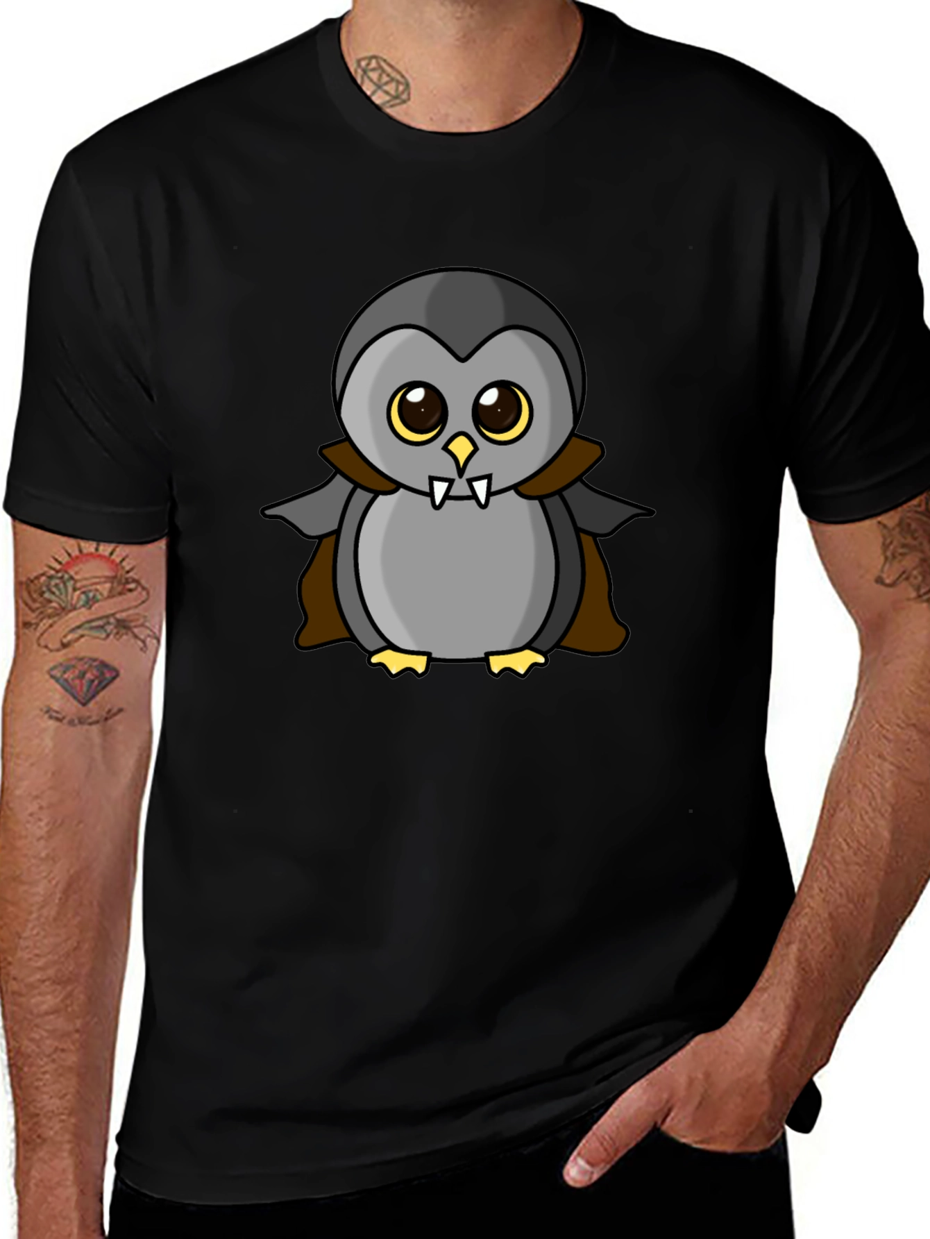 Vampire Penguin Graphic Tee - Halloween Fun!