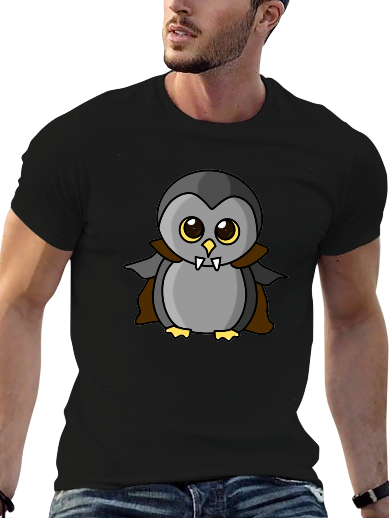 Vampire Penguin Graphic Tee - Halloween Fun!