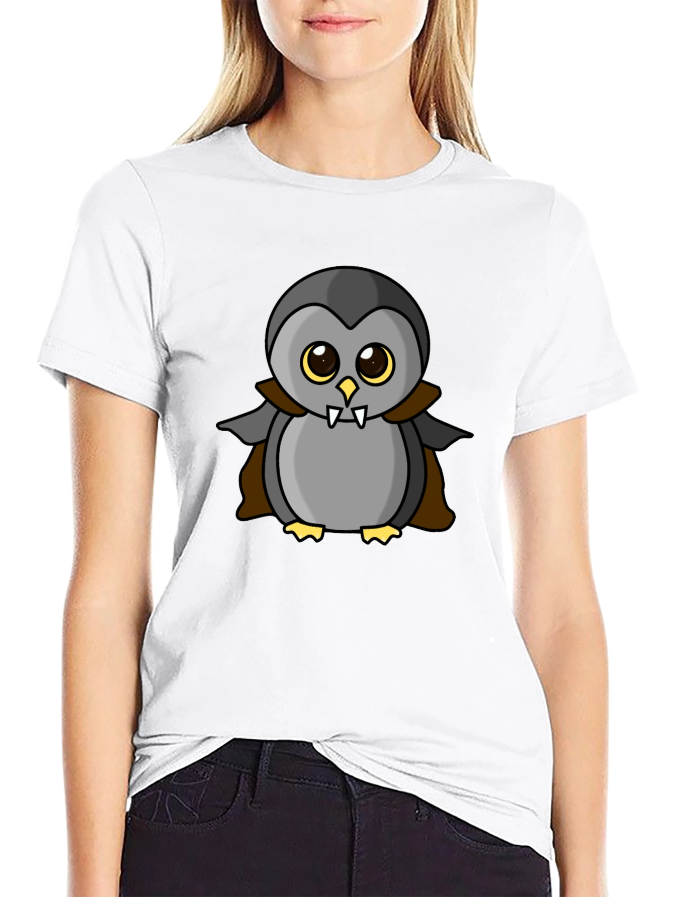Vampire Penguin Graphic Tee - Halloween Fun!