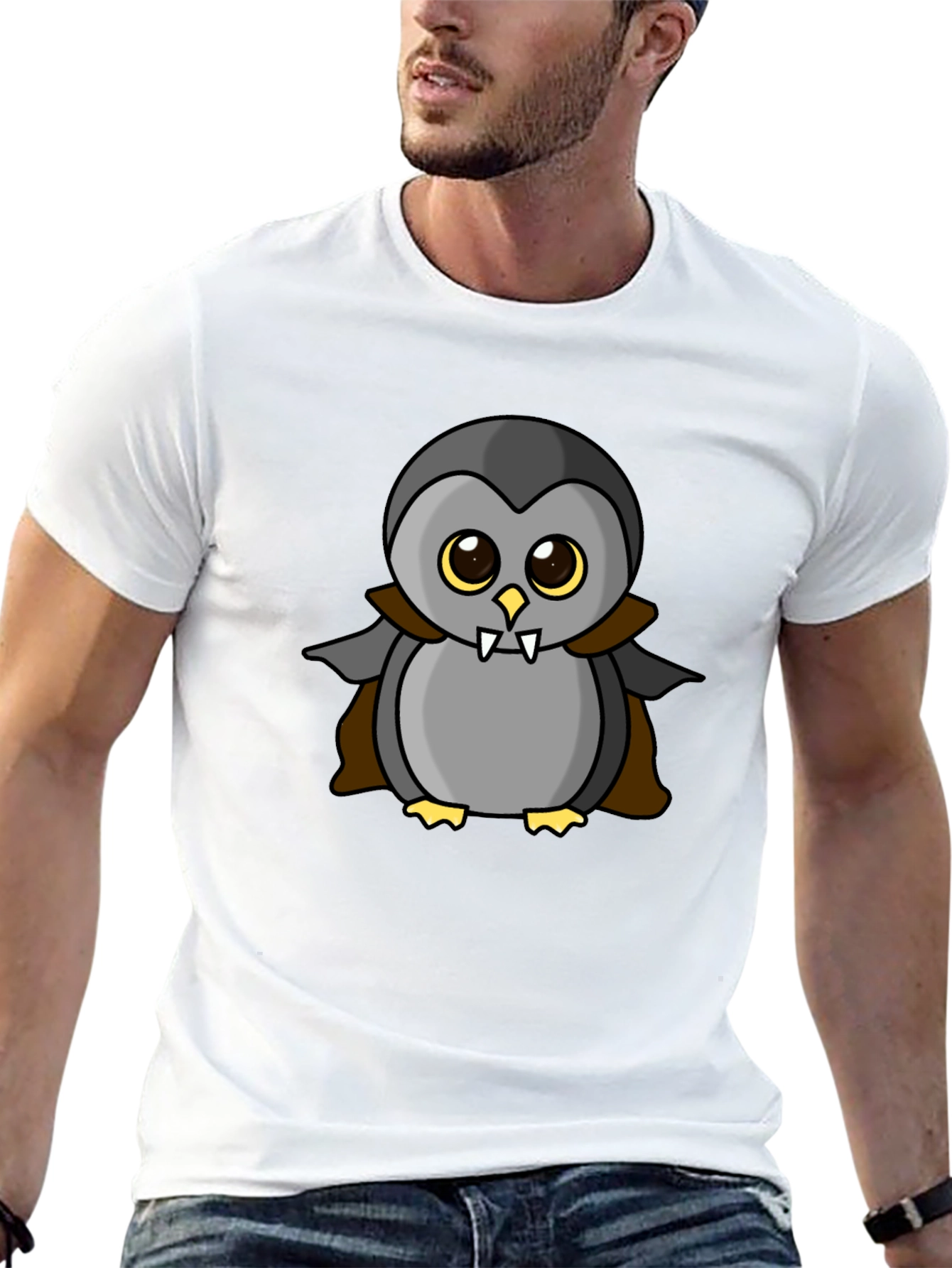 Vampire Penguin Graphic Tee - Halloween Fun!