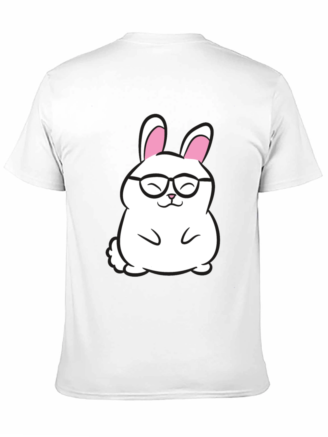 Cute Bunny in Glasses Graphic Tee - Black