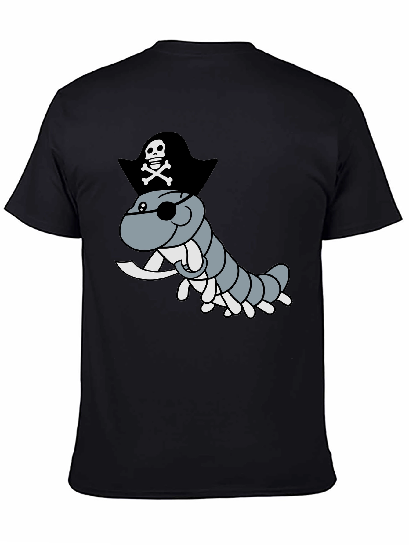 Pirate Worm Graphic T-Shirt - Mens Black Tee
