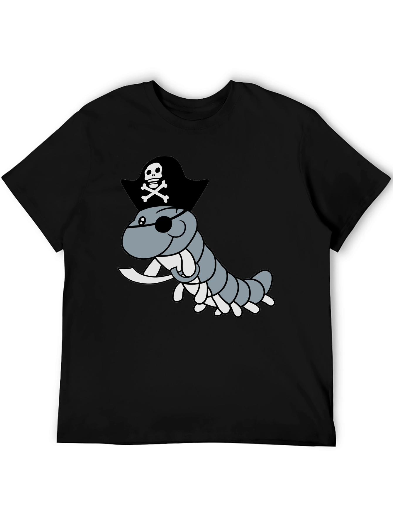 Pirate Worm Graphic T-Shirt - Mens Black Tee