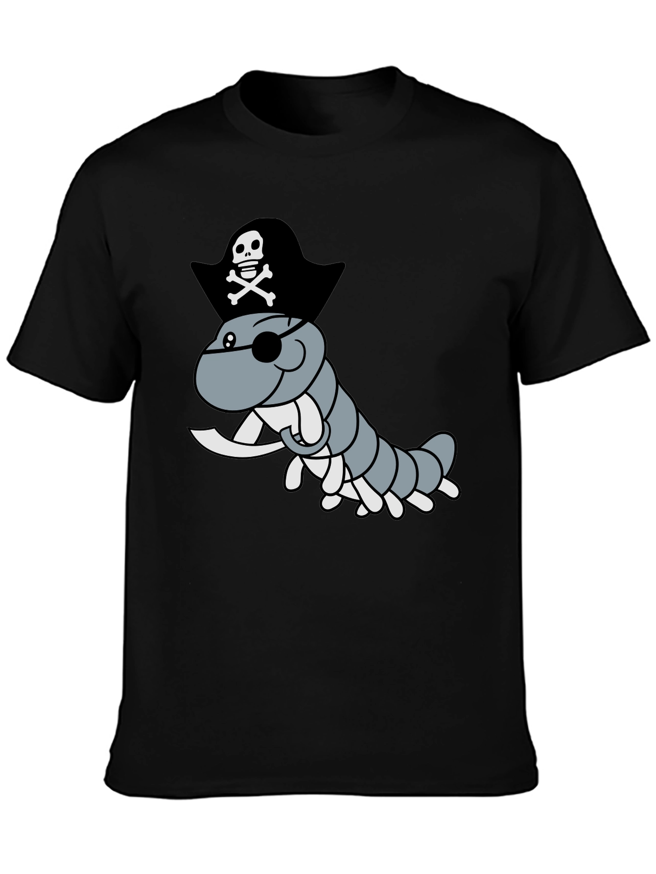 Pirate Worm Graphic T-Shirt - Mens Black Tee