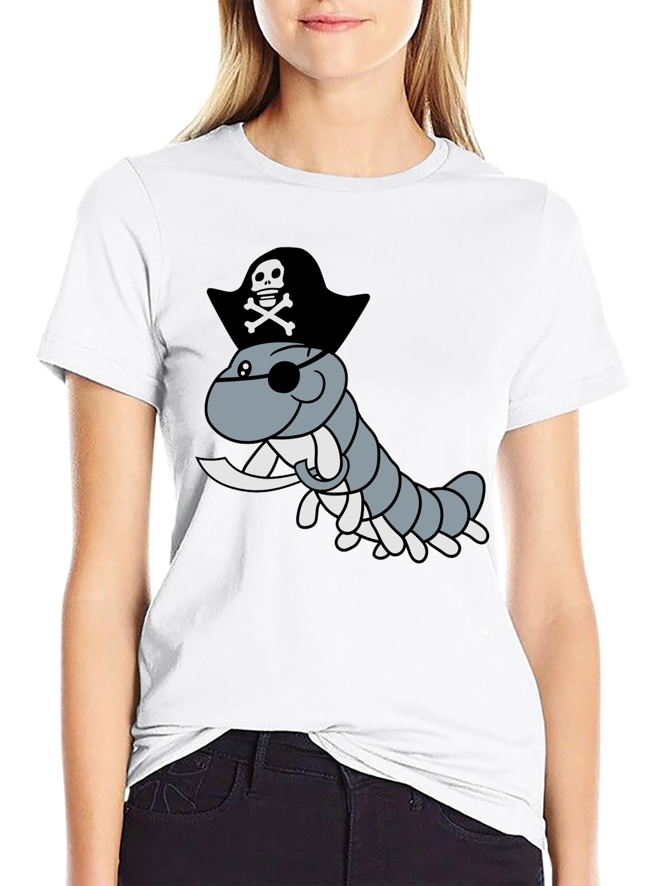 Pirate Worm Graphic T-Shirt - Mens Black Tee