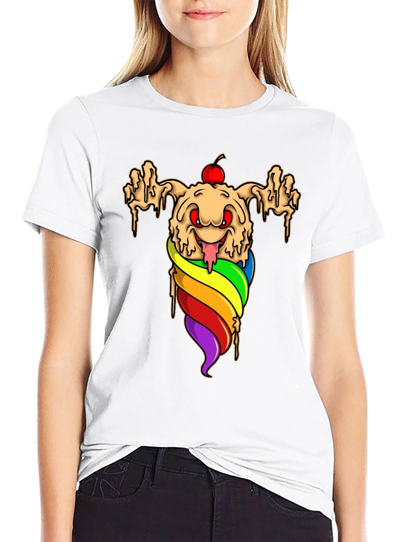Rainbow Ice Cream Monster Graphic Tee