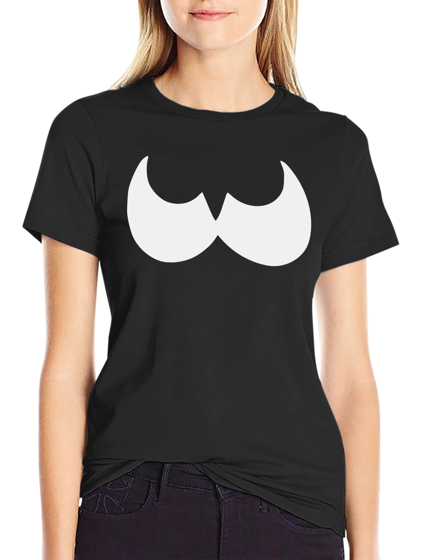 Funny Mustache Graphic Black T-Shirt