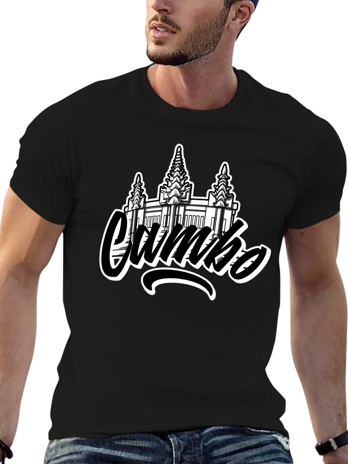 Cambodia Temple Graphic Black T-Shirt