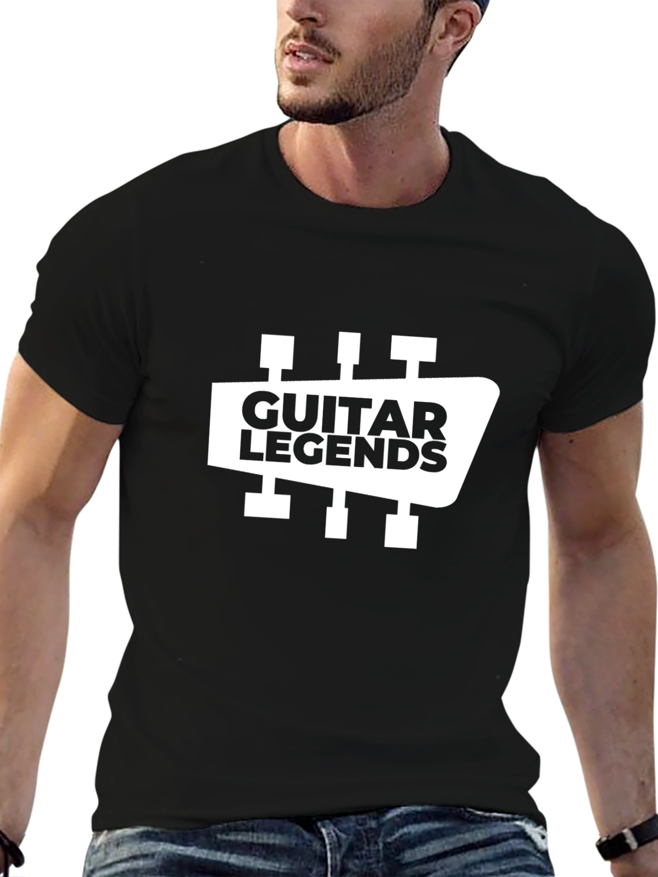 Guitar Legends Graphic Tee - Black Cotton T-Shirt