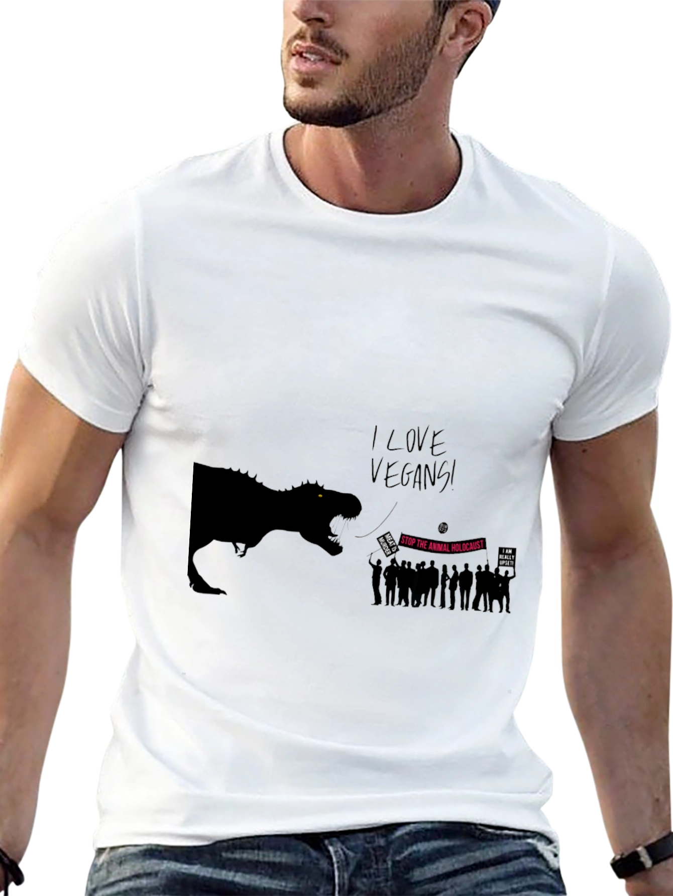 I Love Vegans T-Shirt - Funny Dinosaur Graphic Tee