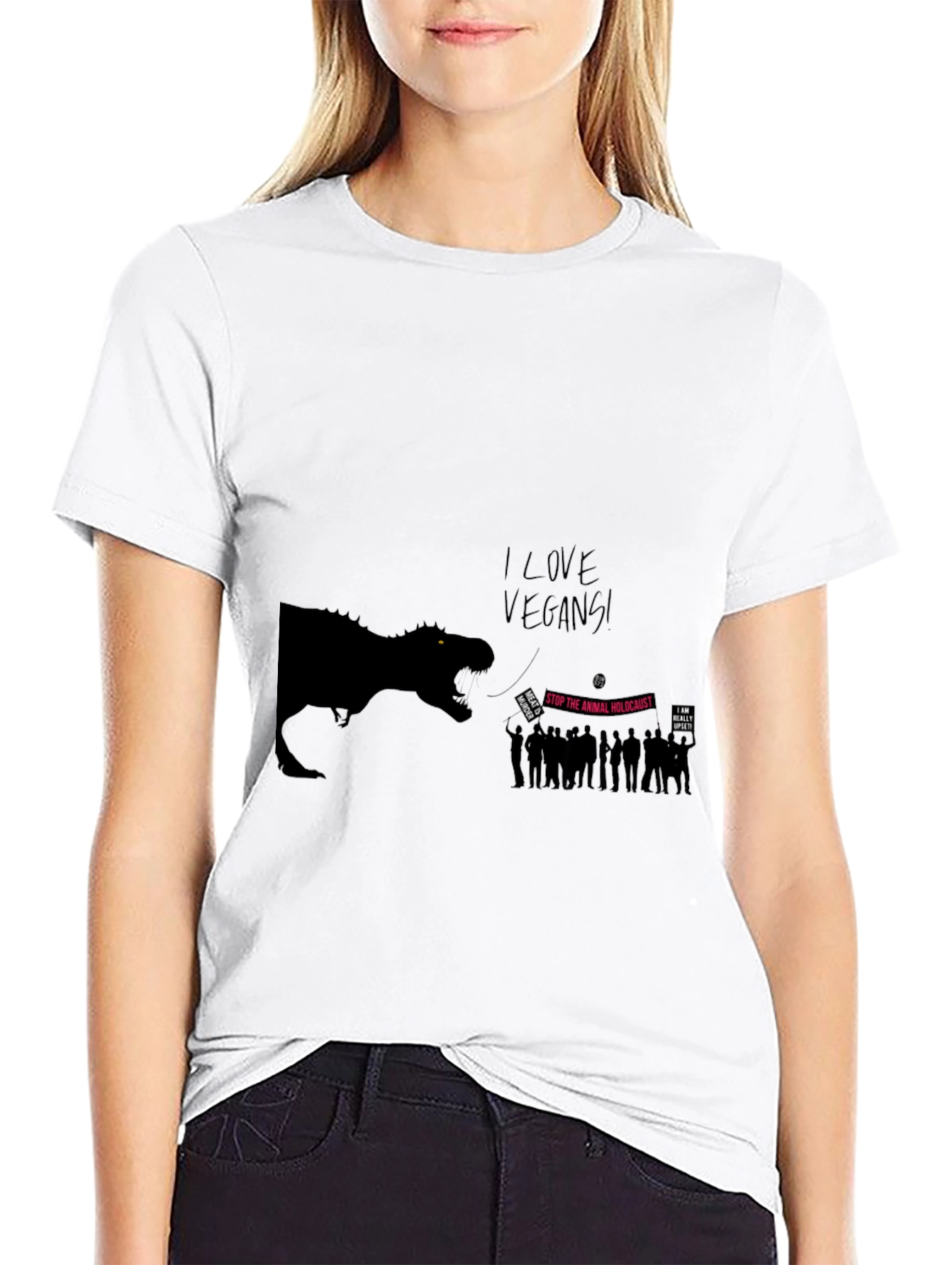 I Love Vegans T-Shirt - Funny Dinosaur Graphic Tee