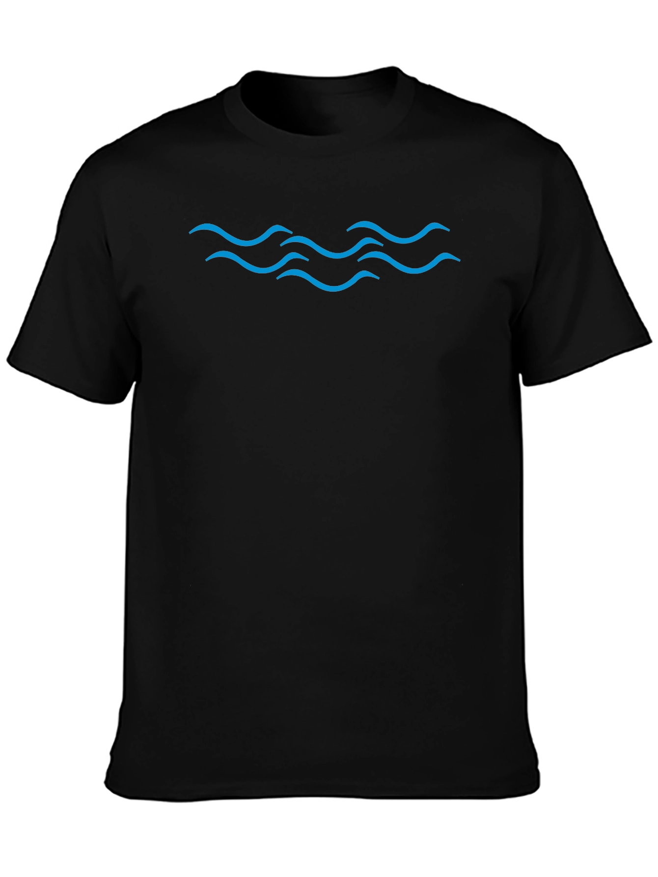 Blue Waves Graphic Tee - Classic Black T-Shirt